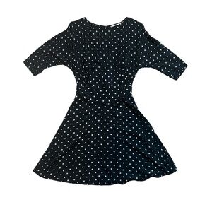 &‎ Other Stories Black White Floral Polka Dot Half Sleeve Fit Flare Dress Size 4